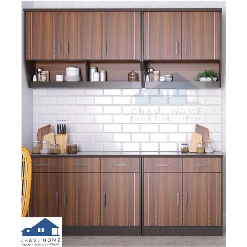 kitchen set lemari dapur rak dapur lemari rak piring warna dark