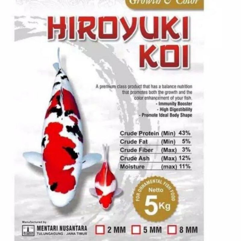 Jual 1kg Hiroyuki Growth & Color Makanan Pakan Pelet Ikan Koi Koki ...