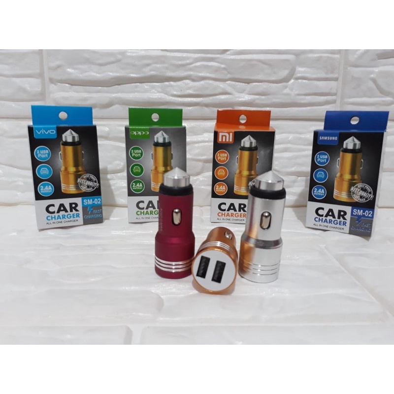 QUAD PORTS USB Car Adapter and Charger - Color: Silver