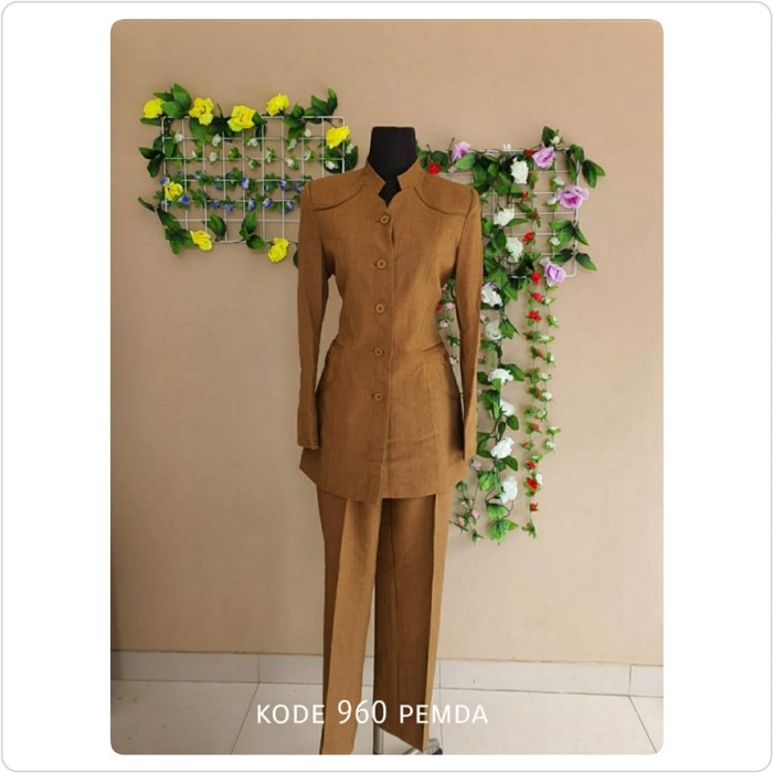 Jual SET BLAZER BAJU PEMDA SERAGAM PNS WANITA KHAKI KEKI MUSLIM ...