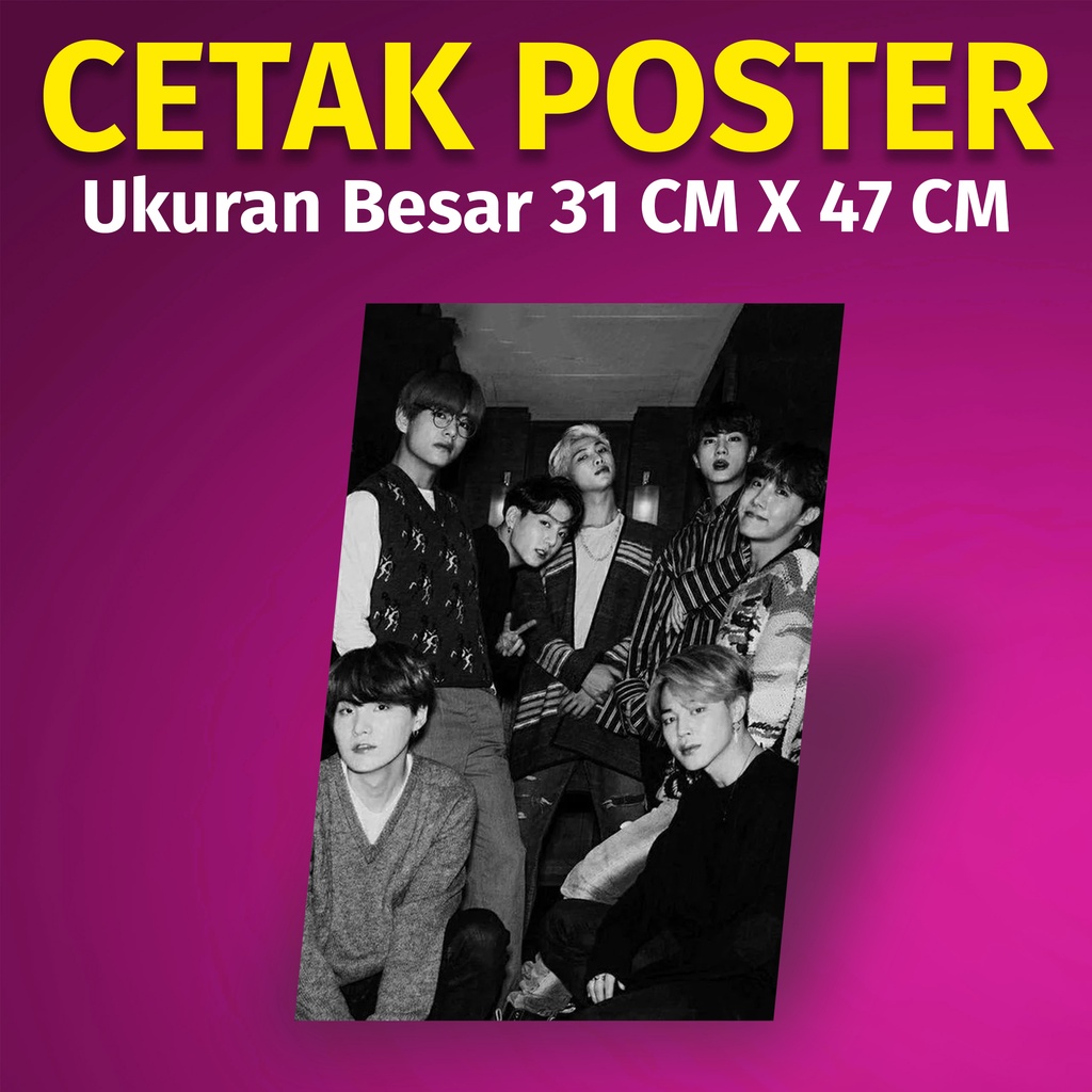 Jual CETAK POSTER BTS HITAM PUTIH UKURAN 31CM X 47CM | Shopee Indonesia