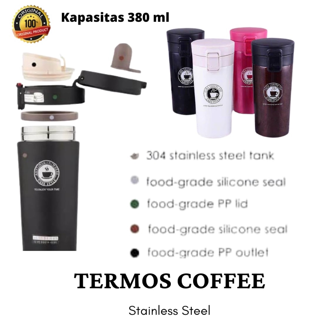 Jual Termos Mini Kopi Coffee Tahan Panas Dan Dingin 380 ML