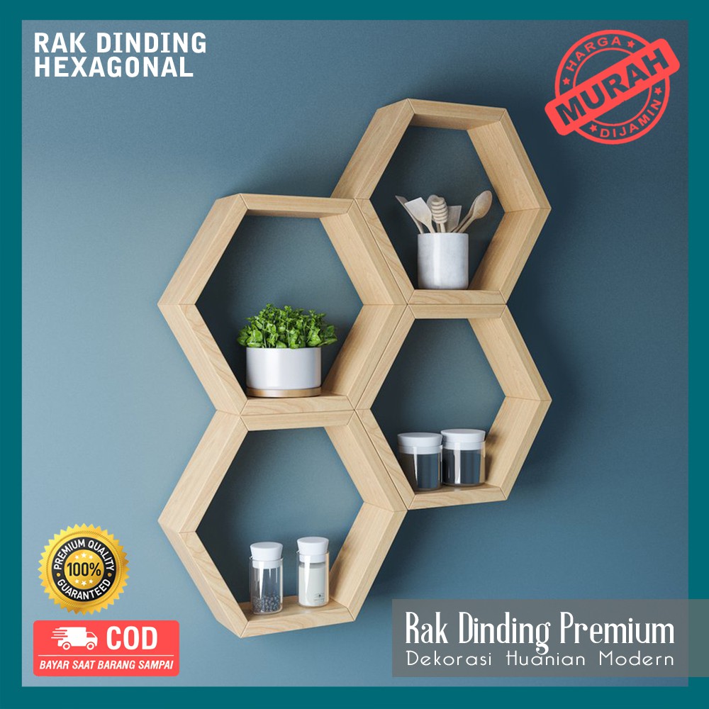 Jual Rak hexagonal segi enam Minimalis Rak dinding rumah Rak kayu ...