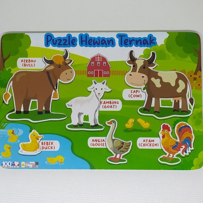 Jual puzzle-3d- puzzle hewan ternak kambing, sapi, ayam, bebek mainan ...