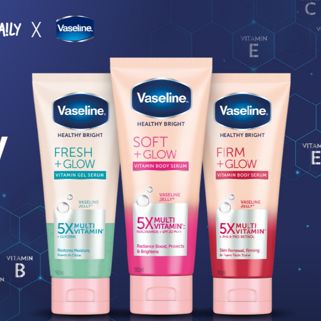 Jual Vaseline Healthy Bright Firm Fresh Soft Glow Vitamin Body Serum 180ml Shopee Indonesia 0259