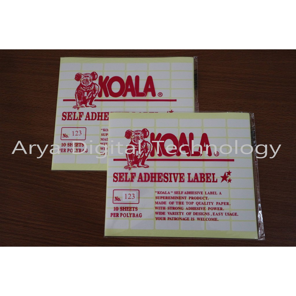 Jual Kertas Sticker Label Koala/Fox No 123 Kertas Stiker Tempel Murah ...