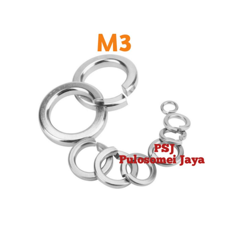 Jual Ring Per / SS 304 / Spring Washer Stainless M3 (10 Pcs) | Shopee ...