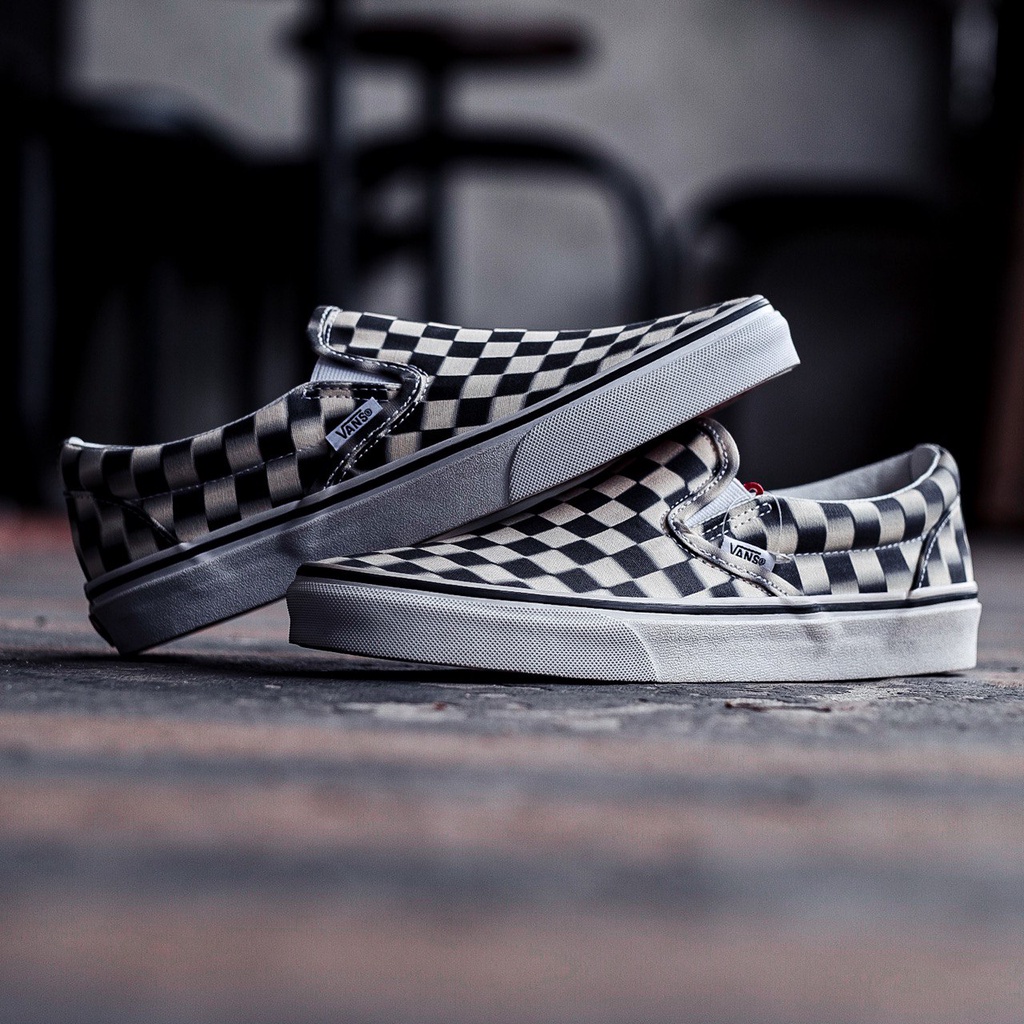 Jual VANS SLIP ON BLUR CHECKERBOARD BLACK WHITE SEPATU VANS ORIGINAL