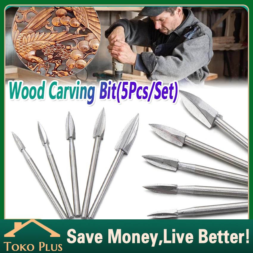 Jual 5pcs/Set Mata Bor Ukir Kayu Wood Carving Drill Bit Milling Cutter ...