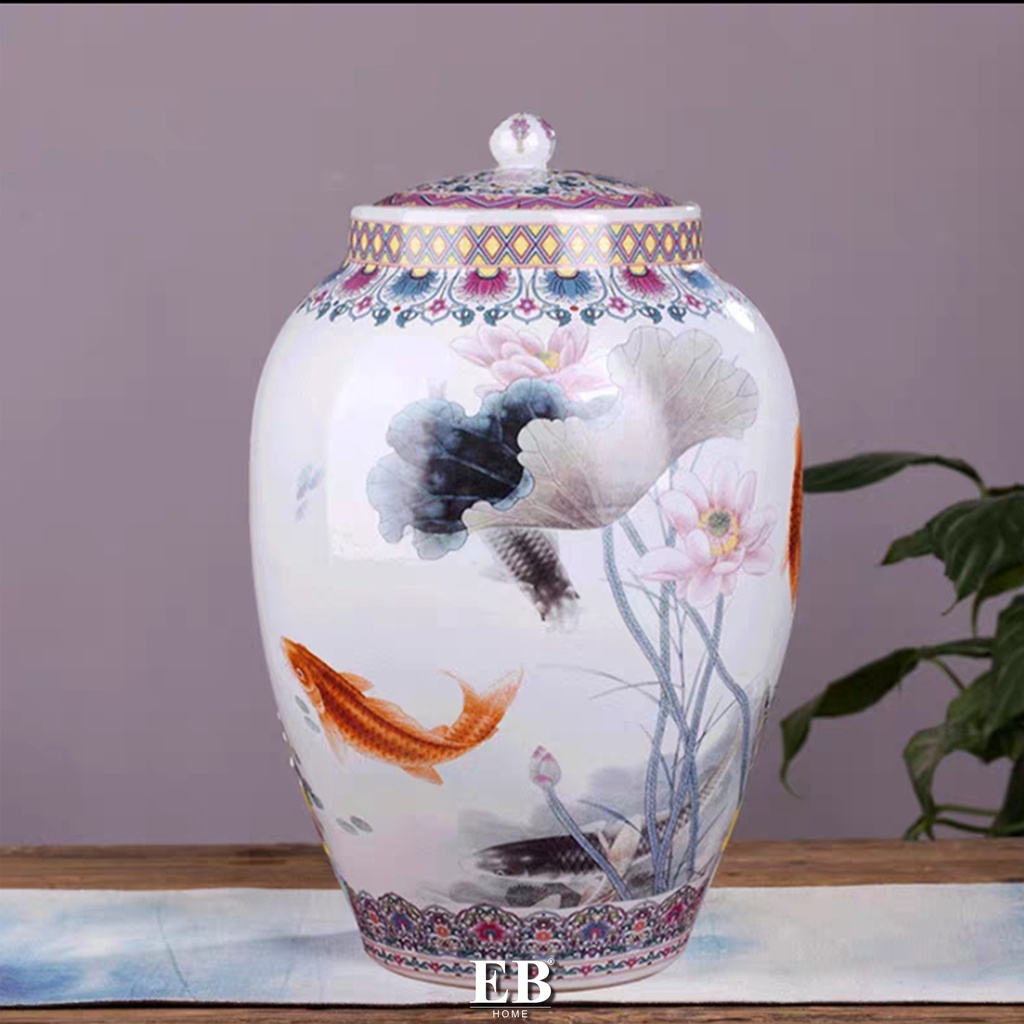 Jual Pajangan Meja / Guci Keramik / Luxury Ginger Jar Vase EB Home 453/ ...