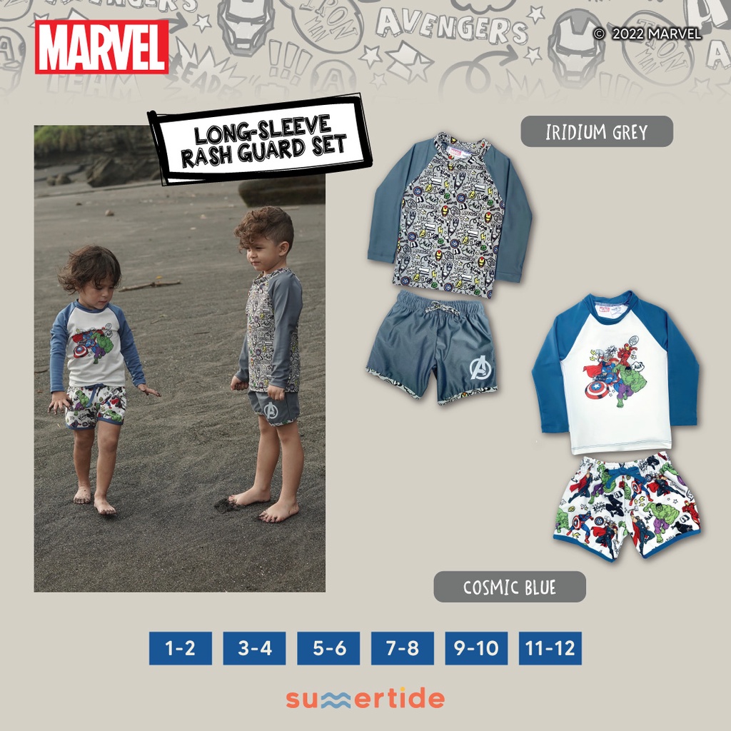 Jual Marvel Avengers Summertide Doodle Hero Boys Long-Sleeve Rash Guard ...