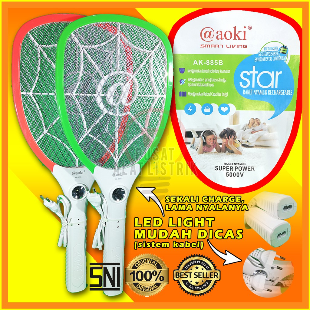 Jual RAKET NYAMUK CHARGE SENTER MUDAH DI CAS SISTEM KABEL LAMPU ...