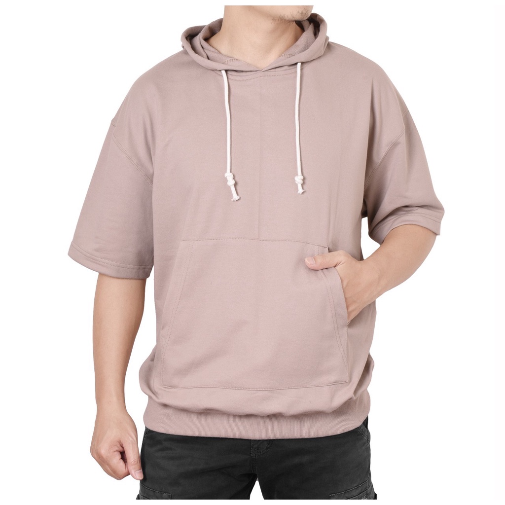Hoodie lengan pendek oversized deals