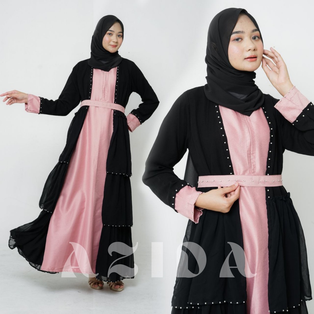 Jual Abaya Kombinasi Warna Hitam Pink Gamis Kombinasi Remaja