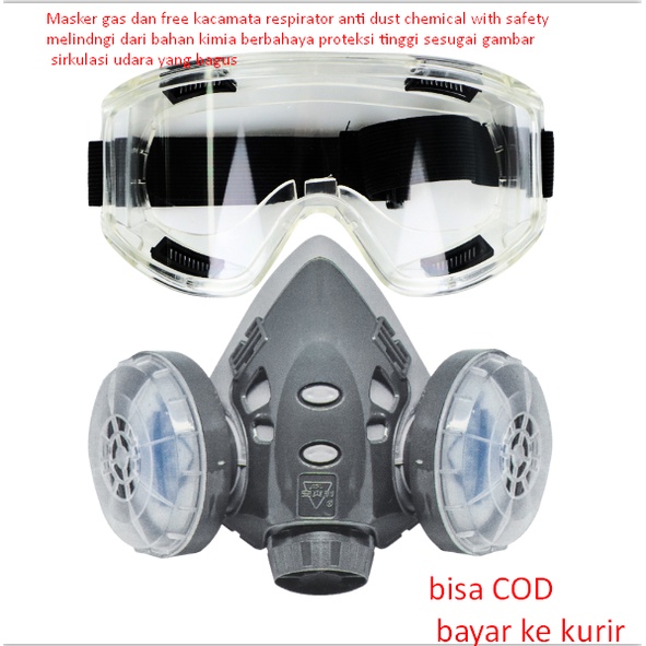Jual Sepaket masker dan kacamata Masker gas respirator anti dust ...