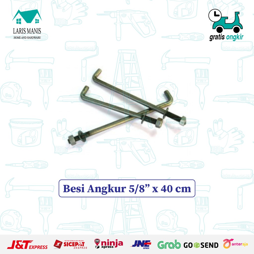 Jual BESI ANGKUR BAUT ANCHOR ANGKUR L BAJA HITAM BETON 5/8 PANJANG 30 ...