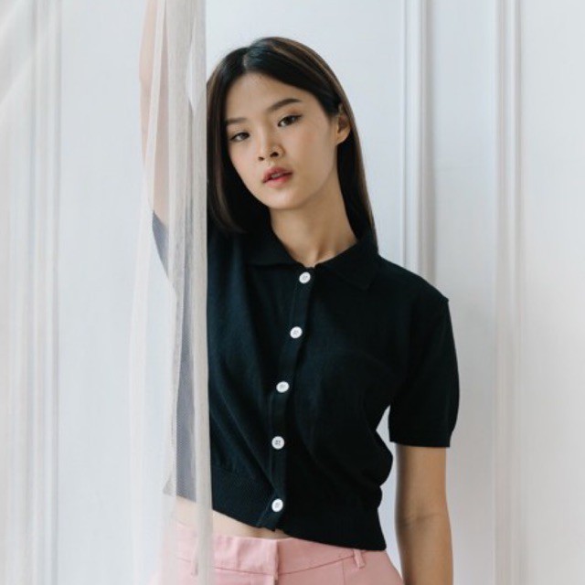 Jual Hana Knit Top - Black | Shopee Indonesia