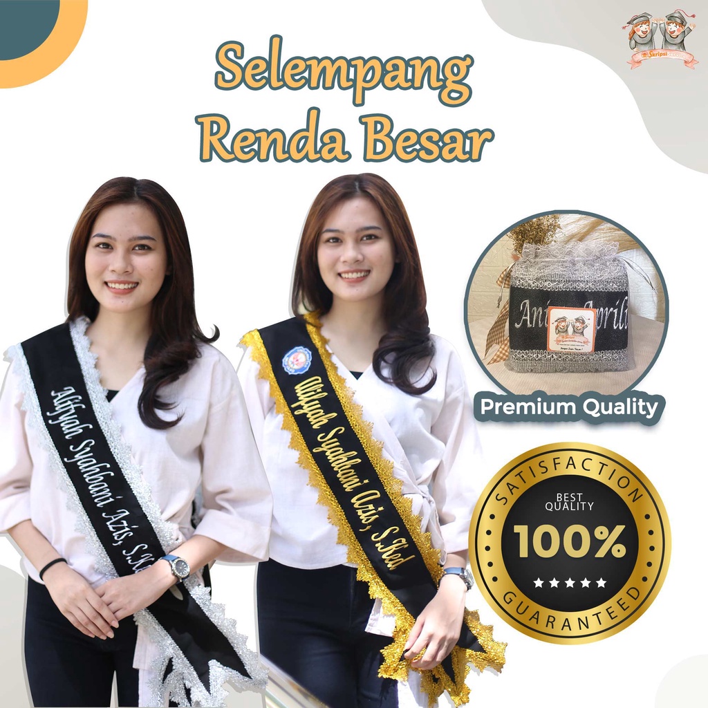 Jual Custom Salempang Wisuda Renda Selempang Beludru Renda Salempang