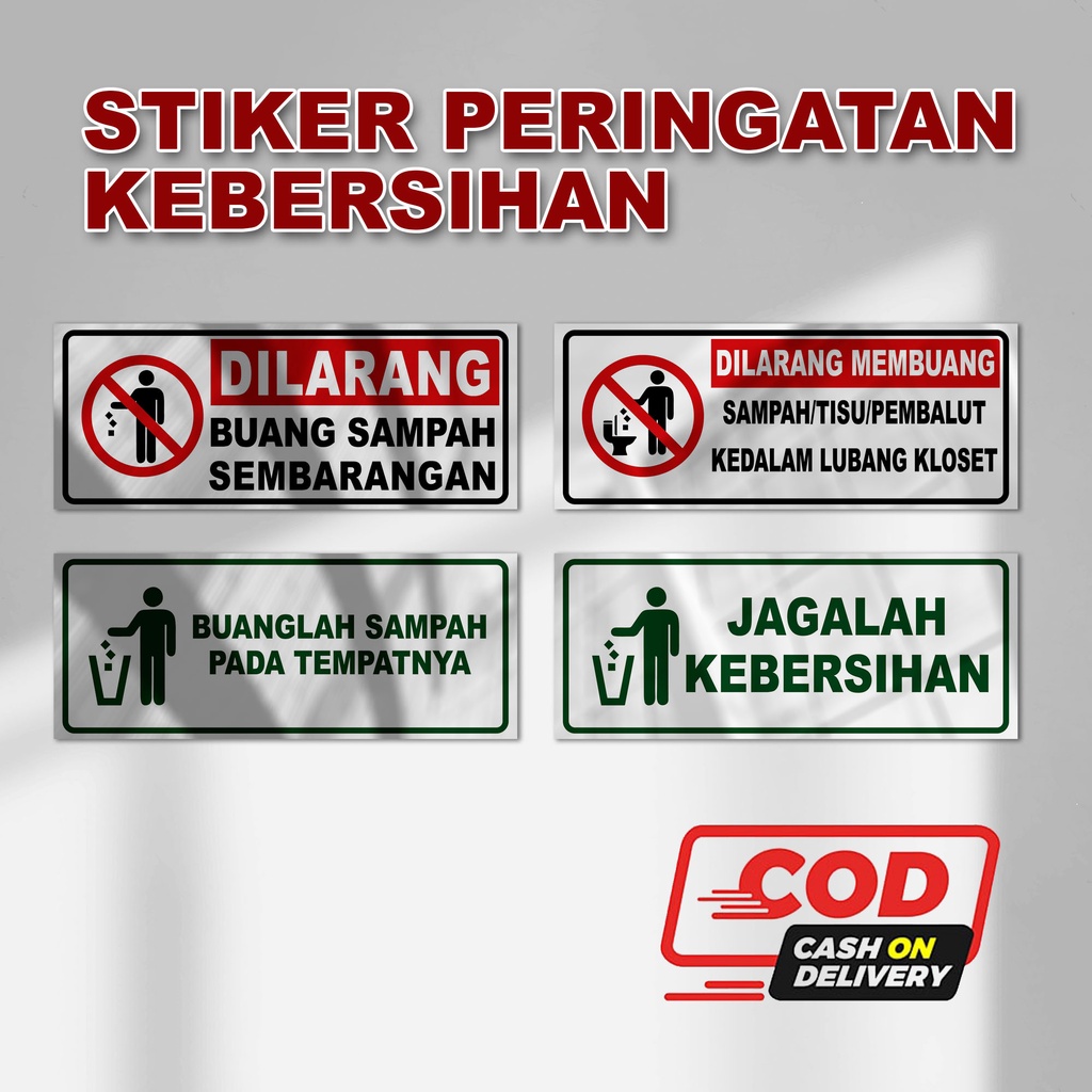 Jual Stiker Peringatan Kebersihan Sticker Petunjuk Dilarang Buang