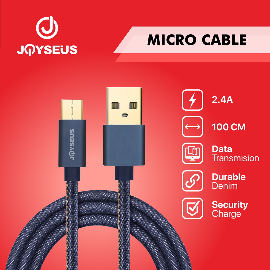 Jual Kabel Data Cable Data Micro USB 2.4A JOYSEUS JM 100 CM Blue ...