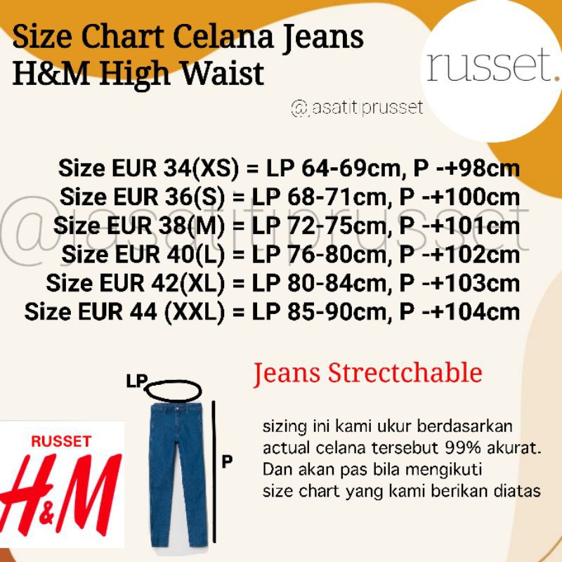 Size celana h&m top