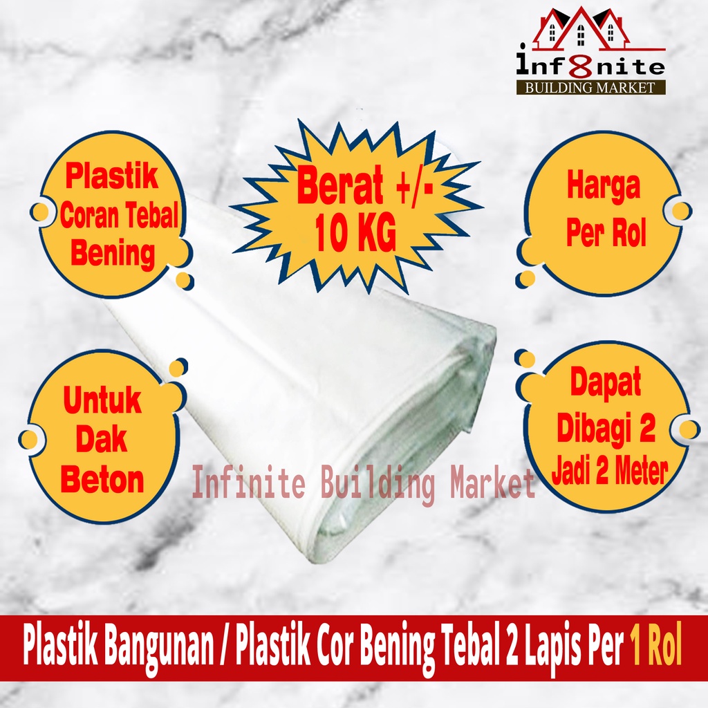 Jual Plastik Cor Bening Tebal Per Rol +/- 10 KG Plastik Bangunan Dak ...