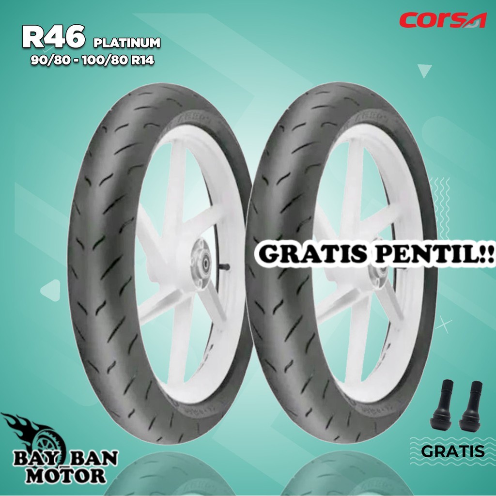 Jual Paket Ban Motor Matic SOFT COMPOUND // CORSA R46 PLATINUM 90/80 ...