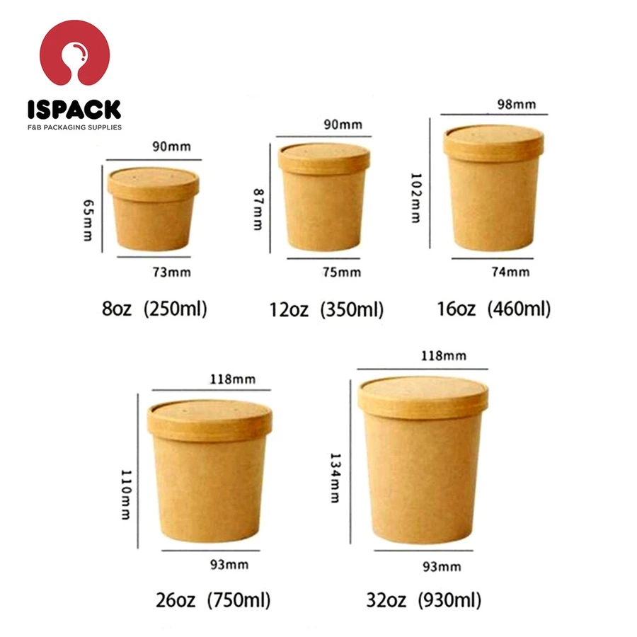 Brown Paper Cup Soup Kraft (25pcs)