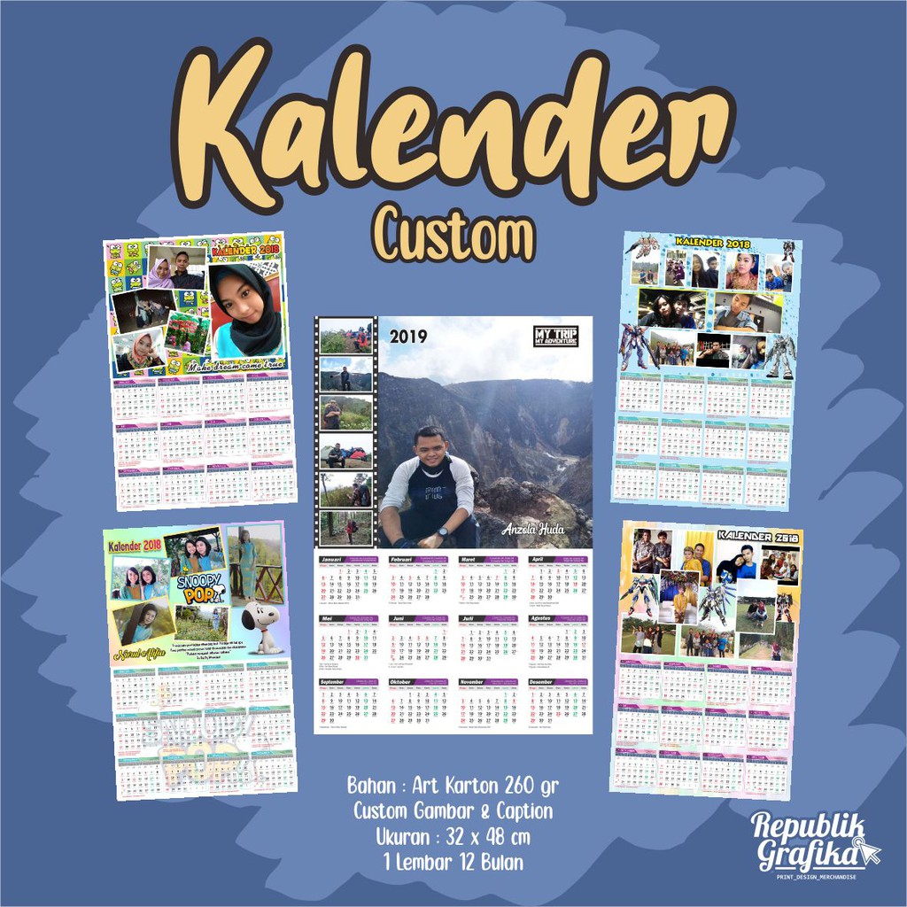 Jual KALENDER CUSTOM A3+ - 1 LEMBAR 12 BULAN - CUSTOM DESAIN | Shopee ...