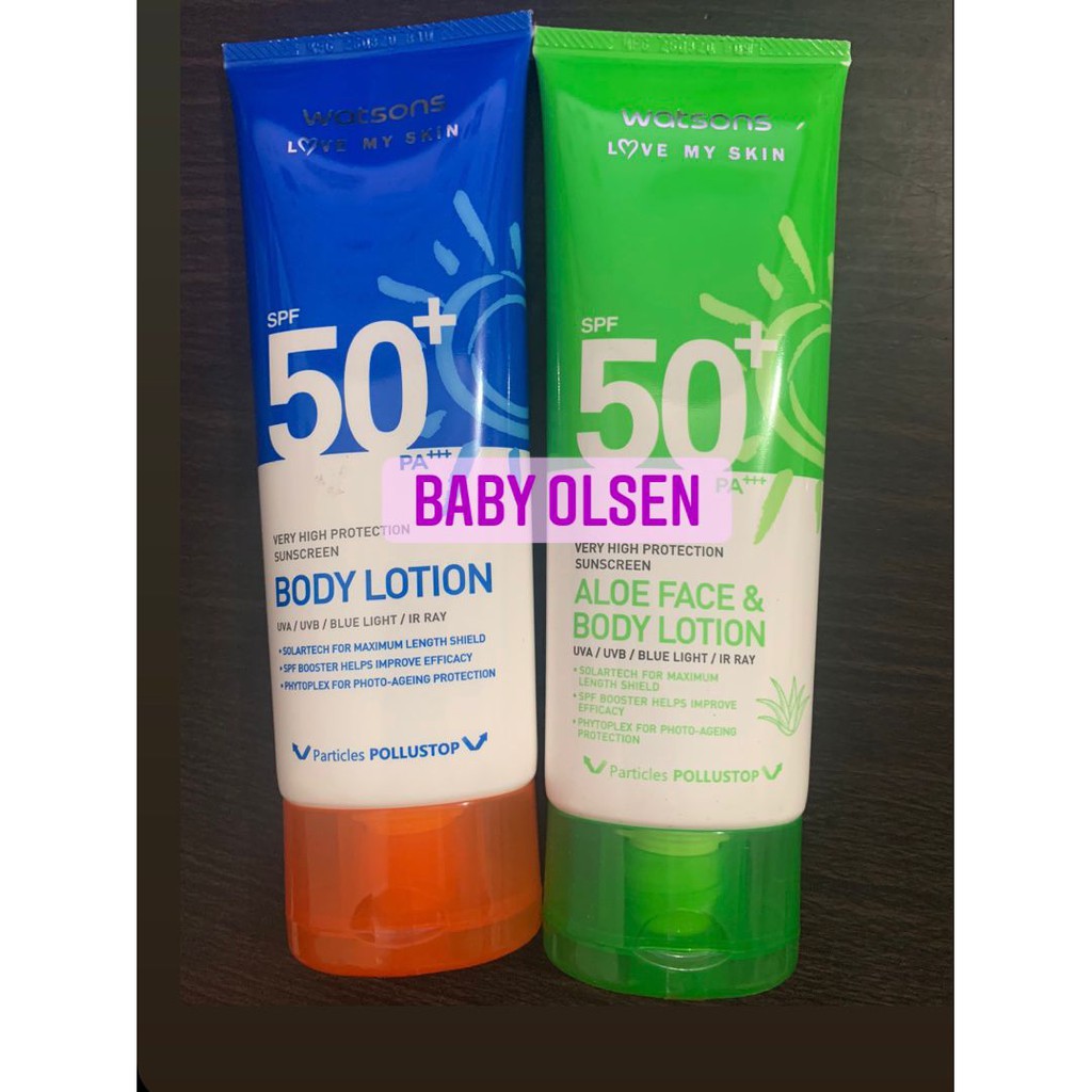 Jual WATSONS SUNSCREEN ALOE FACE & BODY LOTION 100 ML / SUN SCREEN