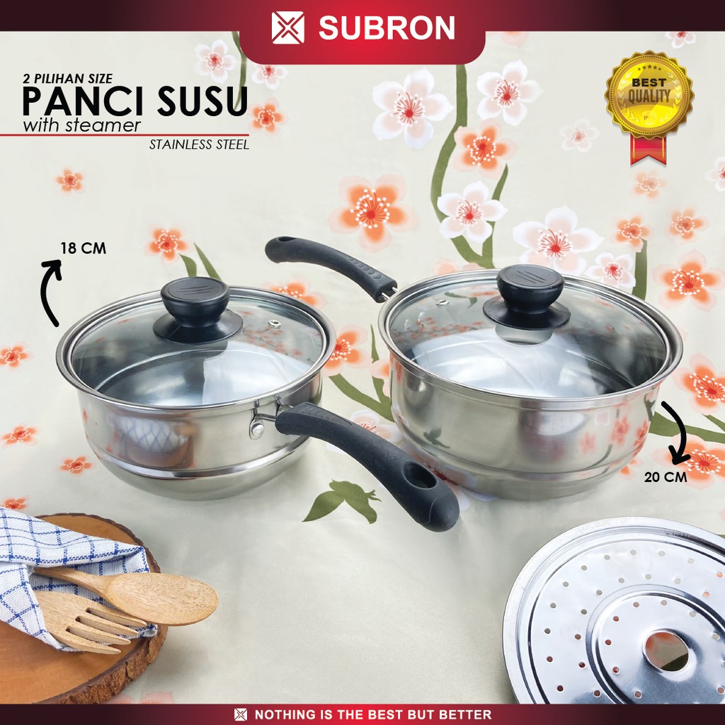 Jual SUBRON Panci Susu Milk Pot Steamer Kukus 18cm 20cm Stainless ...