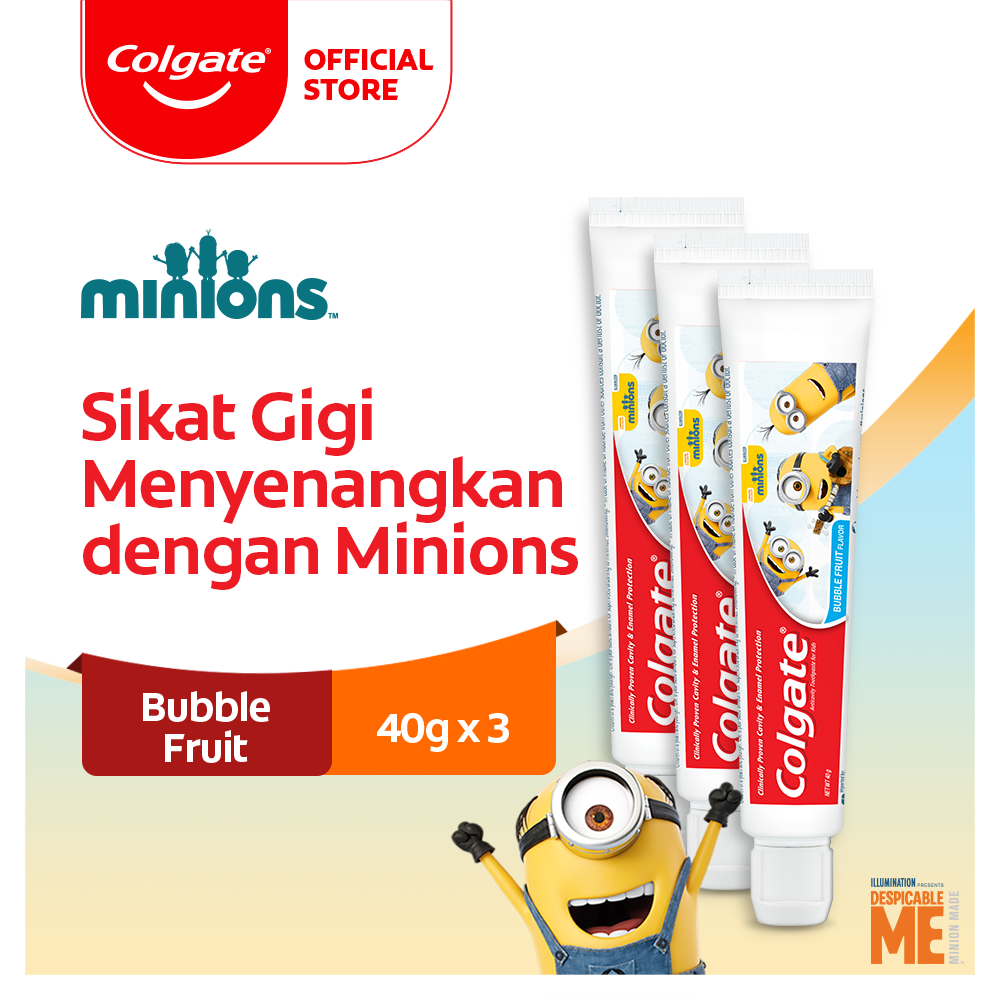 COLGATE Pasta Gigi Anak Minion Bubble Fruit 3x40gr