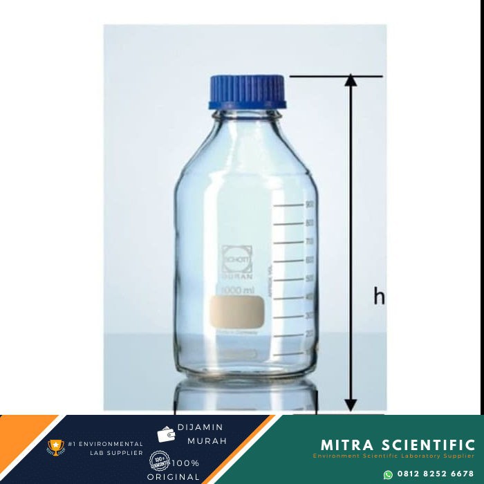 Jual LABORATORY BOTTLE 250ML 250 ML CLEAR WITH SCREW CAP POURING RING