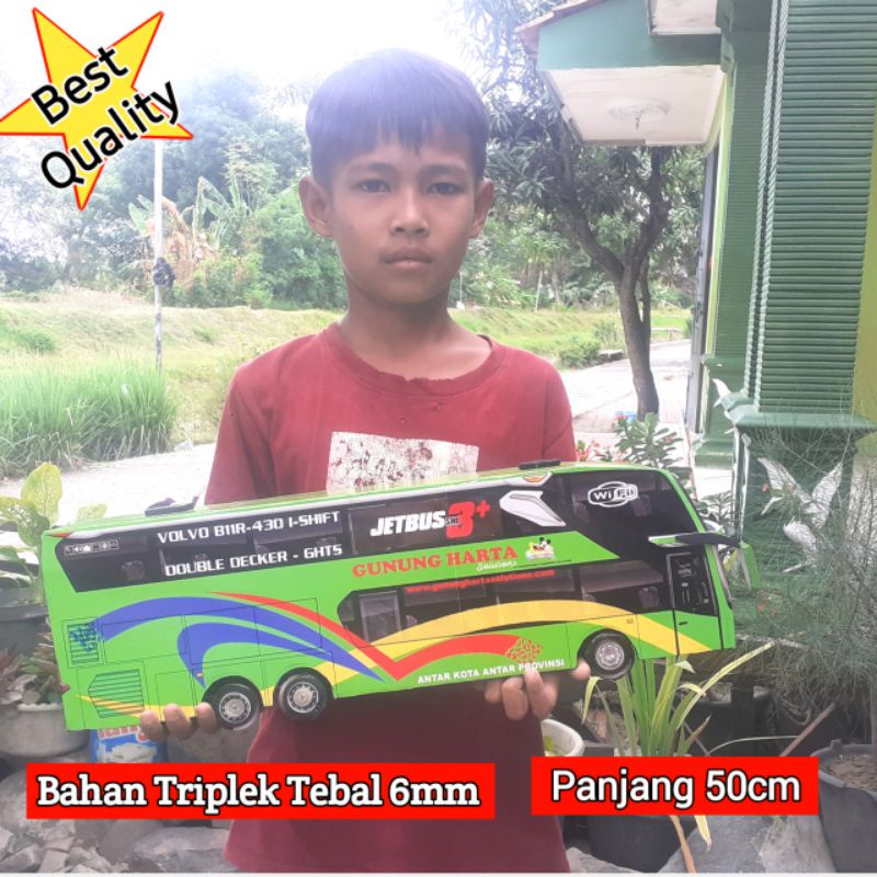 Jual Miniatur Bus Gunung Harta Double Decker Panjang 50cm | Shopee ...