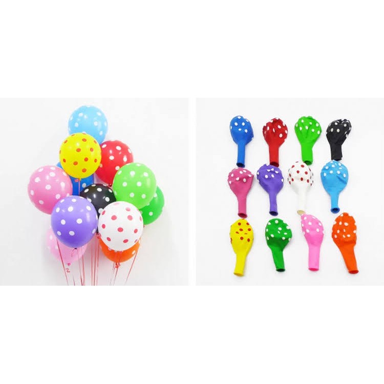 Jual Balon Karet Latex Polkadot 12 inch Ballon Baloon Per 1Pcs Warna ...