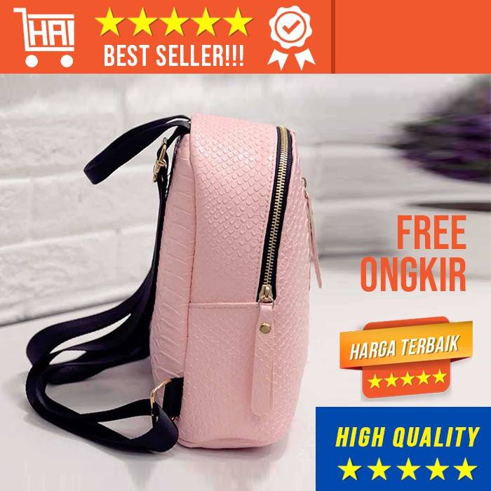 Jual TAS RANSEL WANITA KULIT MINIMALIS ELEGAN PINK CANTIK CEWEK ...