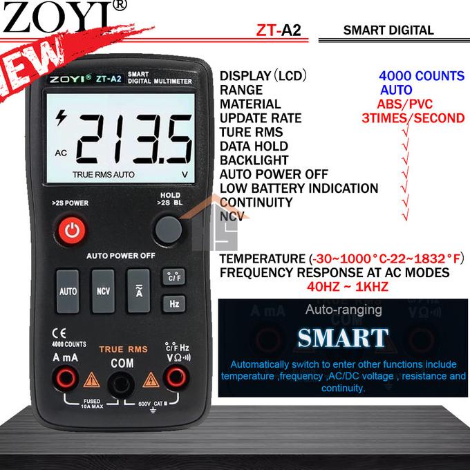 Jual Zoyi ZT-A2 Auto Smart Multitester Avometer Digital AC DC Voltage ...