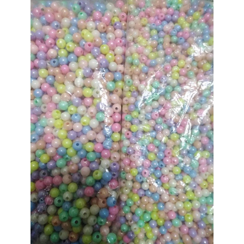 Jual Mote manik meronce kalung gelang bulat pelangi 6 / 8 mm 50 gram ...
