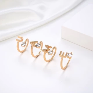 HYL JEWELRY COD Cincin Huruf Terbuka Kristal Emas Titanium Steel Mutiara Berlian Wanita Fashion Jewelry Ukuran Yang Dapat Disesuaikan s 1