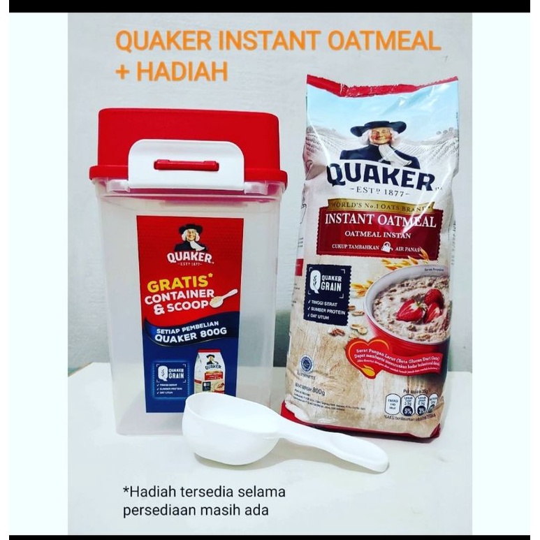 Jual QUAKER INSTANT OATMEAL 800 gram BONUS CONTAINER SCOOP | Shopee ...