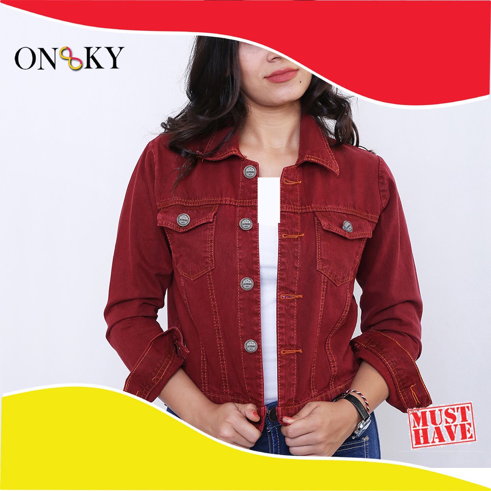 Jaket best sale denim maroon