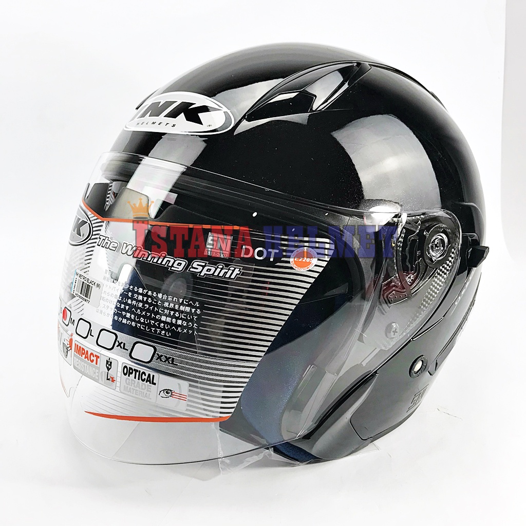 Jual HELM INK METRO 2 SOLID BLACK METALIC DOUBLE VISOR | Shopee Indonesia