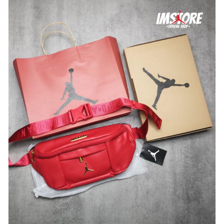 Jual Waist Bag Air Jordan Regal Crossbody Black/Glod Fullset Free Box