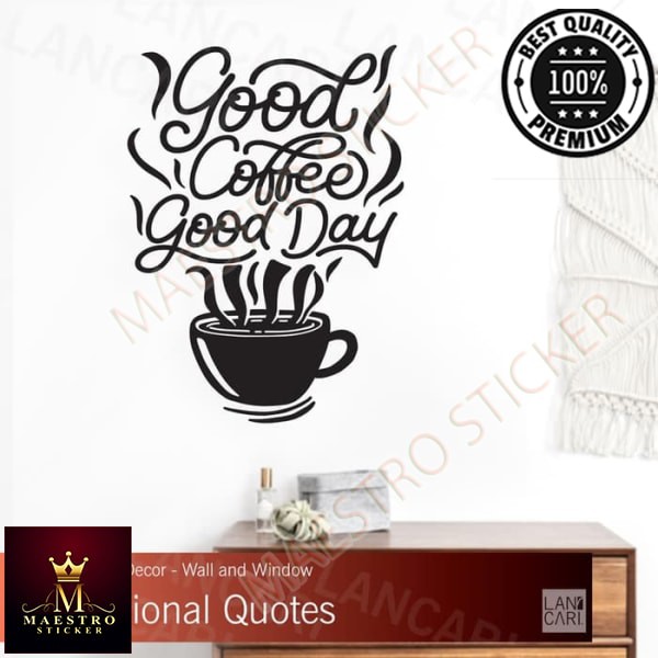 Jual M.STICKER Sticker Cutting Coffee Cafe Decal Stiker Good day Wall ...