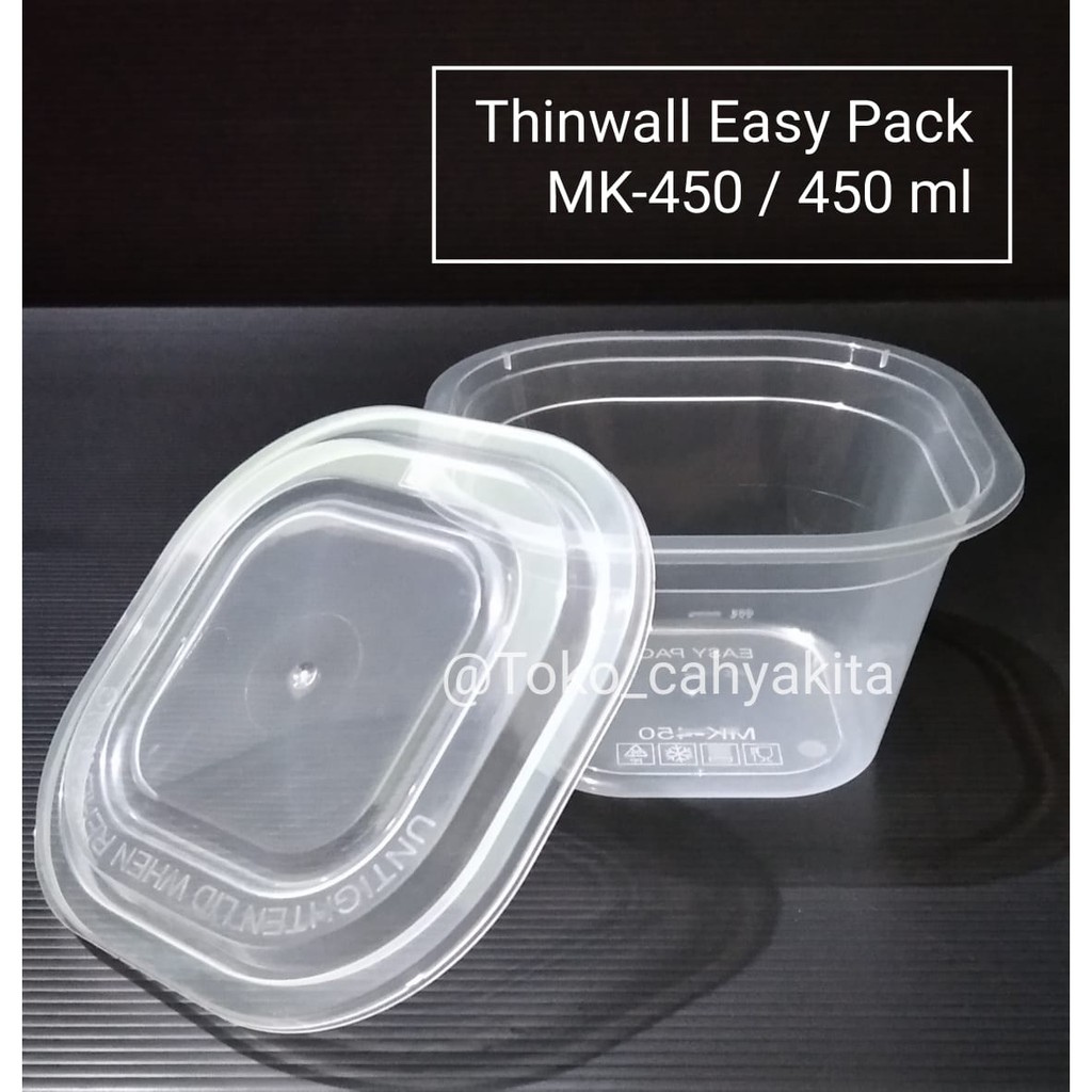 Jual @ 25 Pcs Thinwall Easy Pack Square MK - 450 / Kotak Makanan ...