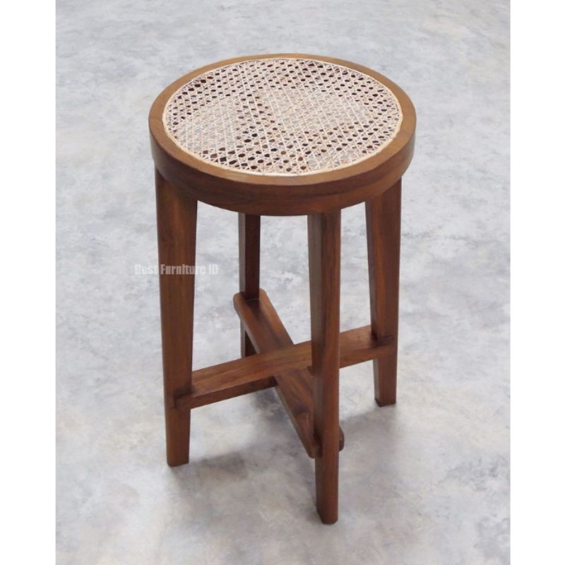 Jual Stool Rotan Jati - Stool Jati Rotan - Kursi Bulat Jati Rotan ...