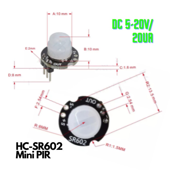 Jual HC-SR 602 PIR Sensor HCSR602 Sensor Gerak Motion Adjustable 5-15V ...
