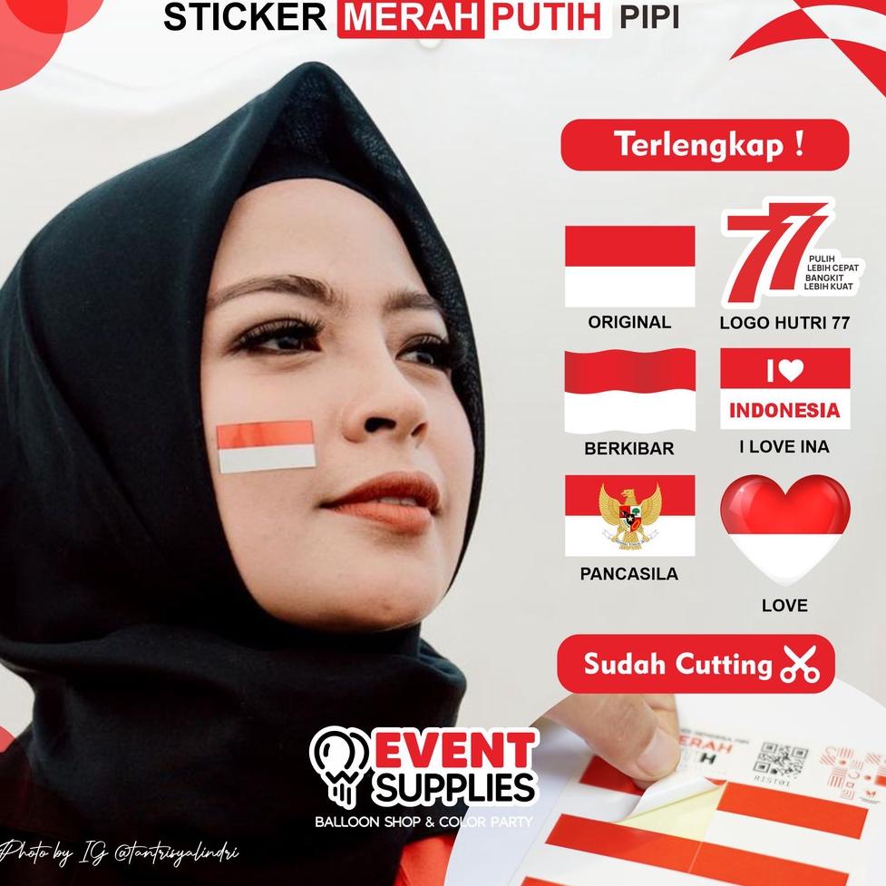 Jual Kirim Sekarang [10Pcs] Sticker Pipi HUT RI Bendera Merah Putih ...