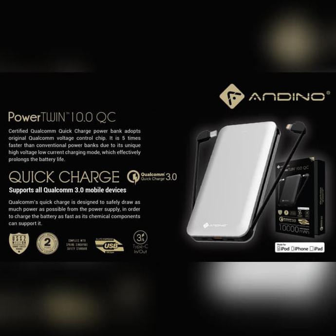 Jual ITERMURAHl Andino PowerTWIN 10 QCPD Power Delivery MFI Powerbank ...