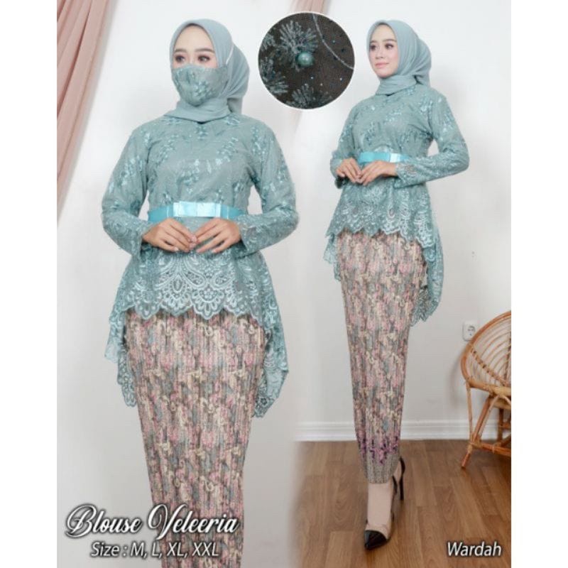 Jual KEBAYA MODERN BRUKAT TILLE PESTA/KEBAYA BRUKAT WISUDA/SETELAN